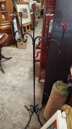 Iron Tall Floor Candelabra Candle Stand Heavy And Nice