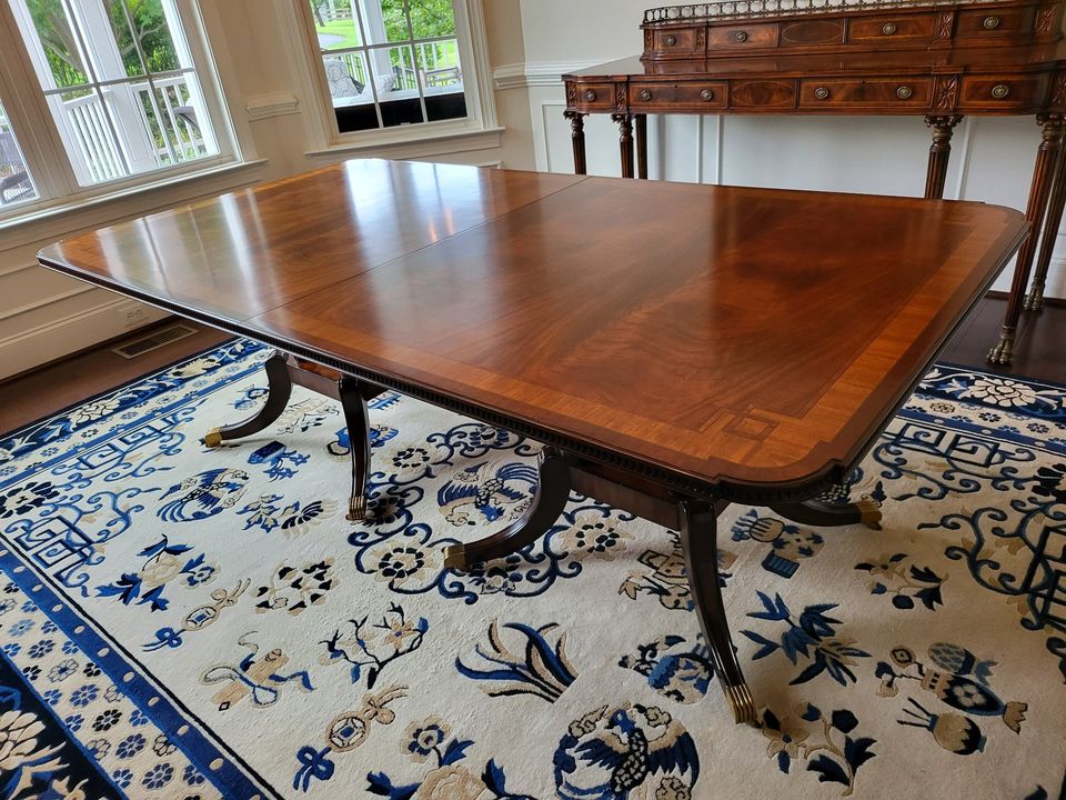 Maitland Smith Flame Mahogany Dining Table Total W Leaf