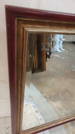 Large Cherry Wood Framed Wall Mirror With Beveled Glass Long Valley Traders