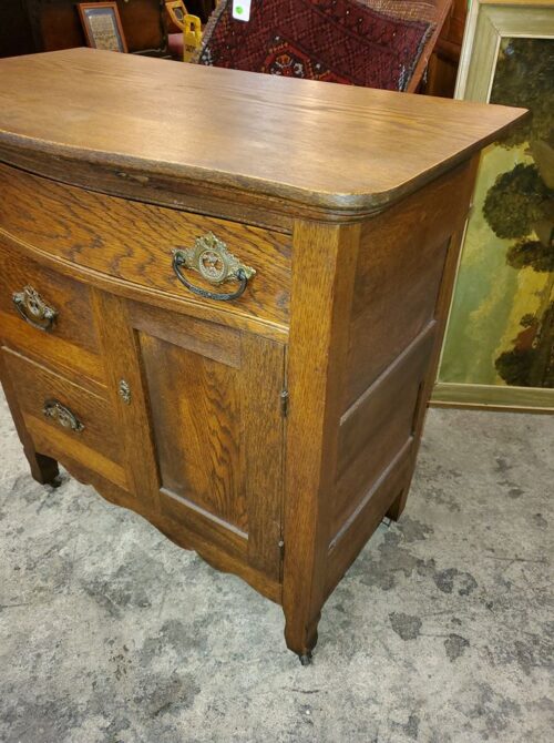 Antique Oak washstand – Tall 3 drawers and Cabinet – Very Nice – Long ...