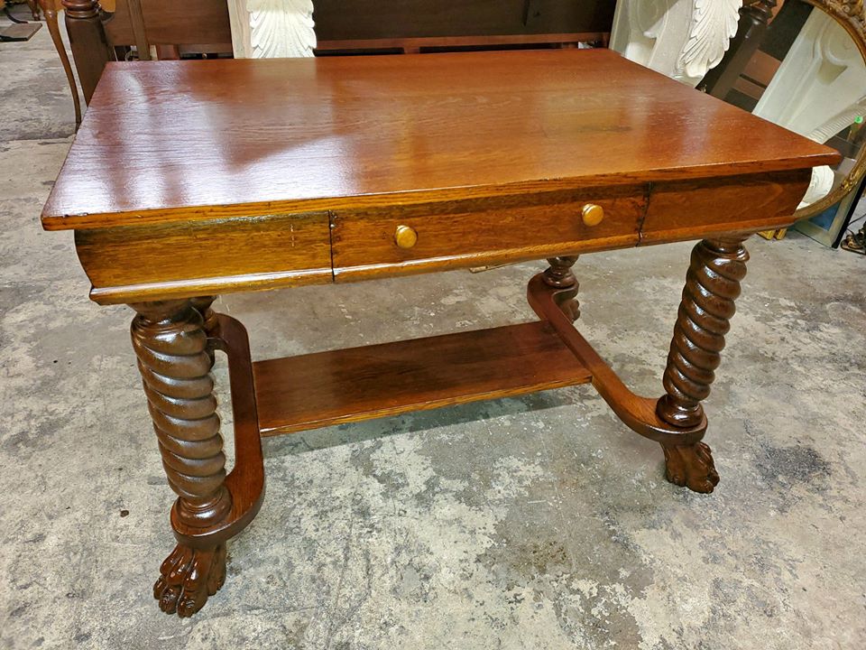 antique oak library table