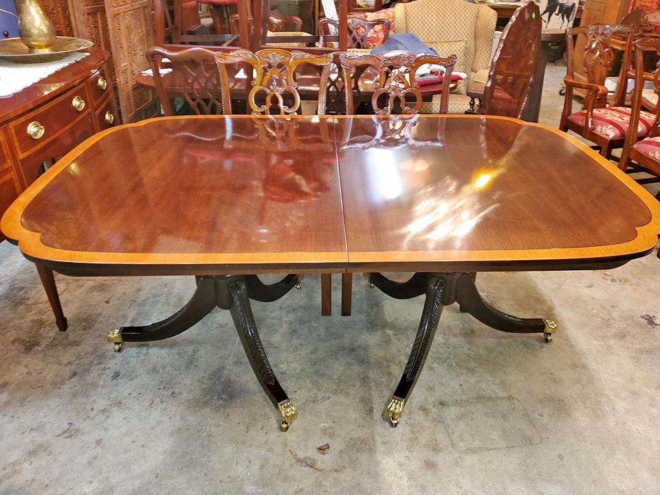 Stickley Mahogany Dining Table Duncan Phyfe Pedestal Base Nice Long Valley Traders