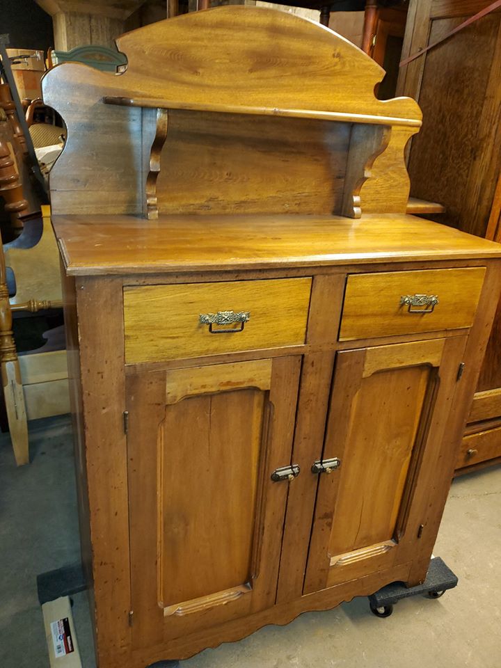 Antique Walnut Jelly Cabinet / Kitchen Server Cabinet w/ Hutch - Early ...
