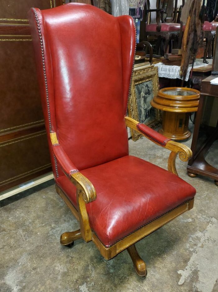 Red Leather Executive Office Desk Chair - Long Valley Traders