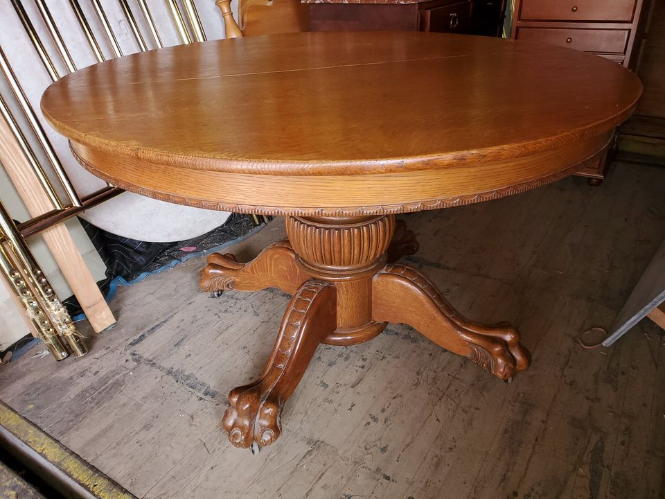 Antique Oak Claw Foot Dining Room And Chairs