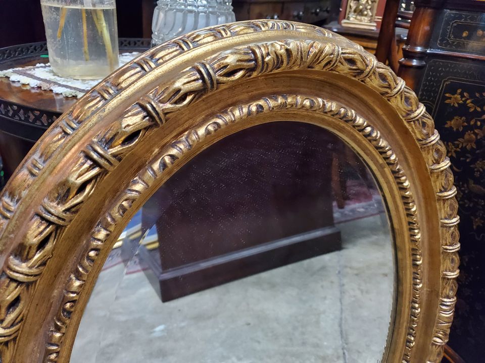 Labarge Oval Gold Carved Wood Beveled Mirror Excellent! Long Valley  Traders