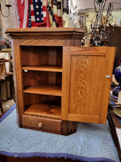 Antique Medicine Corner Cabinet - Oak - Cabinet and Drawer - Long ...