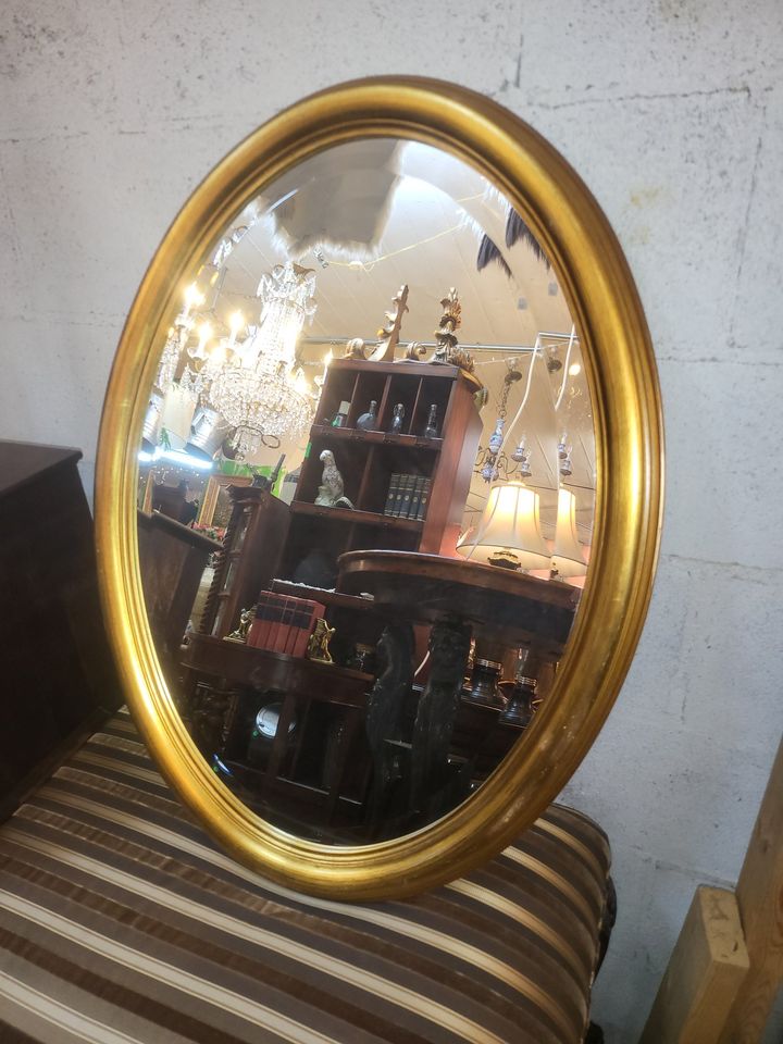 Beautiful Gold Leaf Oval Wall Mirror - Beveled - Well Made - Long