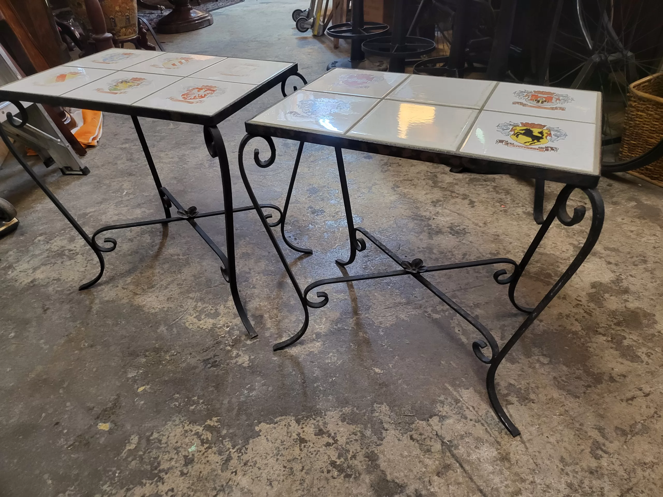 2 Iron Tile Top Patio Tables - Long Valley Traders