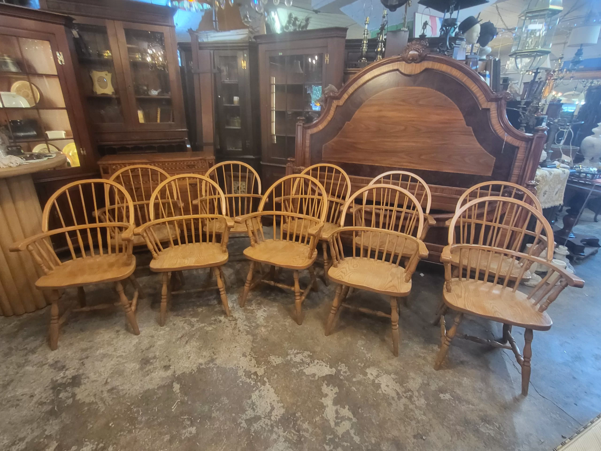10 Dining Oak Windsor / Bentwood Style Armchairs - Long Valley Traders